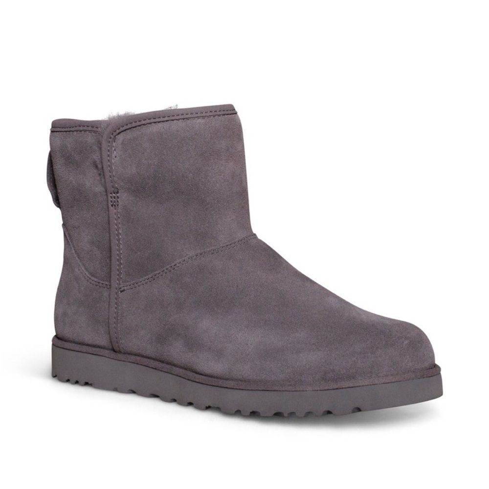 Ugg Cory II Suede Short Ankle Boots 5 Charcoal Gray Shearling Classic Mini Chic